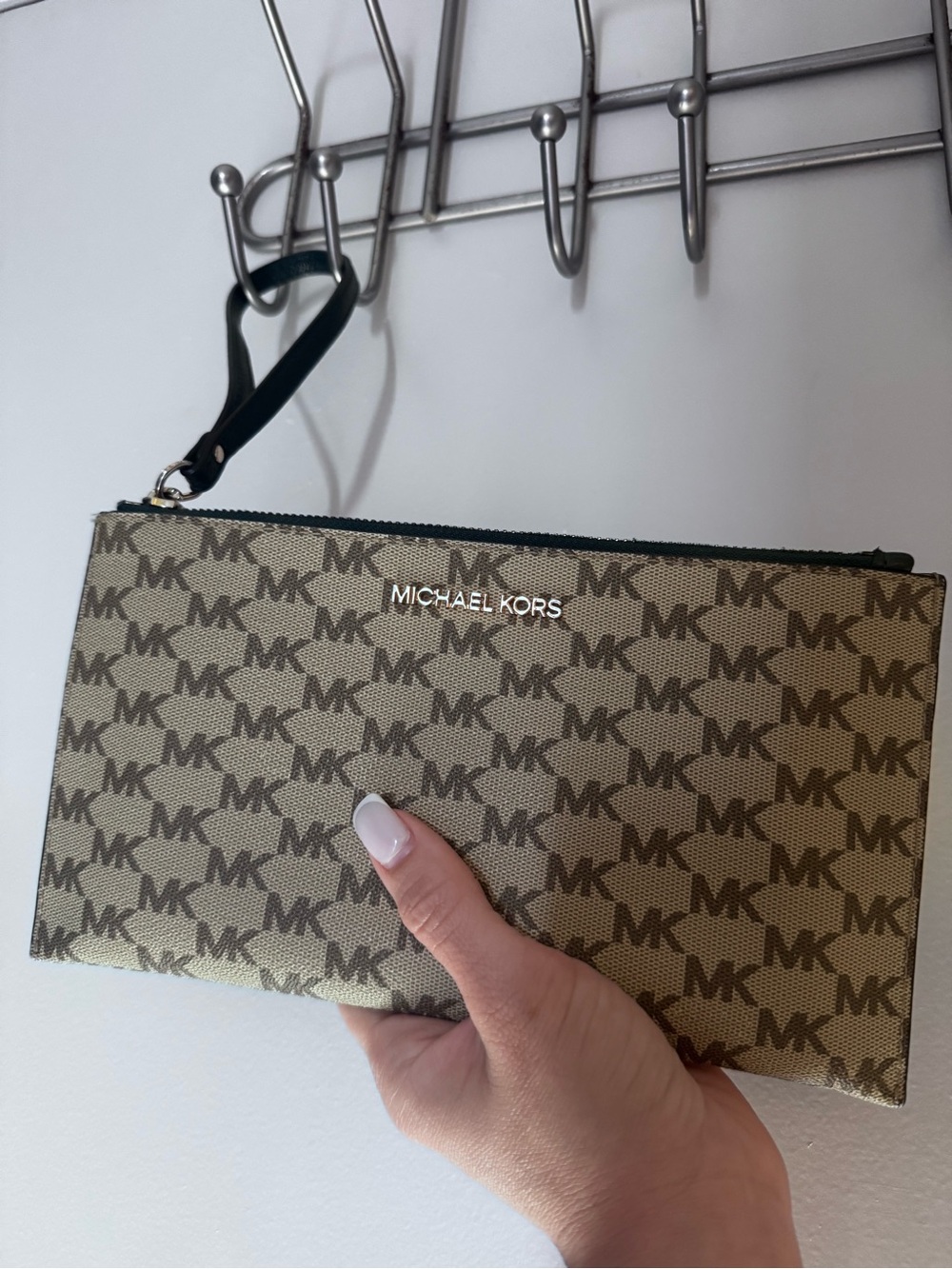 Michael Kors Tan/Brown Signature Wristlet with Black Strap